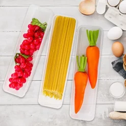 Set Of 6 Pasta Storage Containers With Lid, Airtight Spaghetti Noodle Holder Rectangular Chopstick Storage Box Sealed Noodle Canisters For Refrigerator, Kitchen Pantry, 3 X 12 X 3 Inches -Kitchen Island Sale 51Xpbd1UBwL