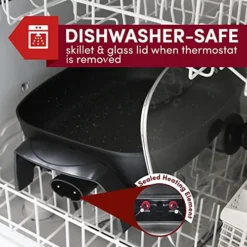 -8619 Non-Stick Deep Dish Heavy Duty Electric Skillet With Tempered Glass Vented Lid And Easy-Pour Spout, Dishwasher Safe, 1500W, 8 Quart, Rectangle 16" X 13", Black -Kitchen Island Sale 51YGMoSbE1L