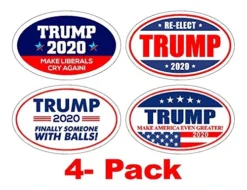 4 Pack *Oval Car Magnet* Pro Donald Trump 2020 Make America Great Variety Pack