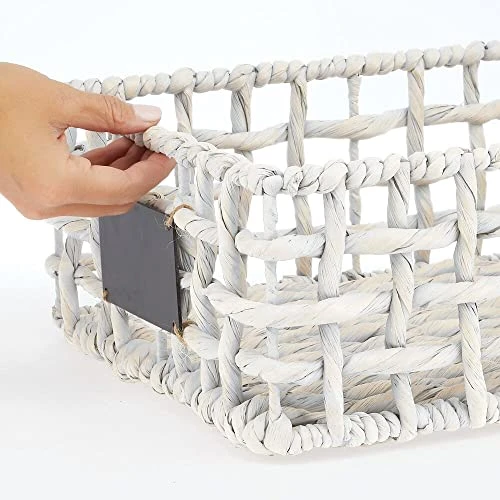 MDesign Hyacinth Open Weave Kitchen Cabinet Pantry Basket With Built-in Chalkboard Label For Organizing Kitchen Pantry, Cabinet, Cupboard, Shelves - Holds Food, Drinks, Snacks, 6 Pack - White Wash 5 MDesign Hyacinth Open Weave Kitchen Cabinet Pantry Basket With Built-in Chalkboard Label For Organizing Kitchen Pantry, Cabinet, Cupboard, Shelves - Holds Food, Drinks, Snacks, 6 Pack - White Wash - Image 5