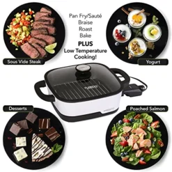 Presto 07118 Tuxedo Precision Multi-Cooker Digital Skillet, 12", White -Kitchen Island Sale 51Ycoi1T4NL