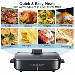 12-inch Multi-Functional Electric Skillets With Temperature Control, Rapid Heat Up, Easy To Clean, Non-stick Detachable Electric Griddle For Roast, Fry, Sauté, Steam Or Buffet, 3.5Qt 9 12-inch Multi-Functional Electric Skillets With Temperature Control, Rapid Heat Up, Easy To Clean, Non-stick Detachable Electric Griddle For Roast, Fry, Sauté, Steam Or Buffet, 3.5Qt -Kitchen Island Sale 51Yf1qD6FZL
