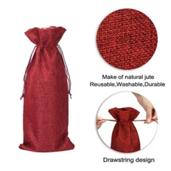 Burlap Wine Bags With Drawstrings, Wine Gift Bags - Reusable Bottle Bags Perfect For Travel, Wedding, Birthday, Housewarming And Dinner Party(Red) -Kitchen Island Sale 51YoWJR1jVL