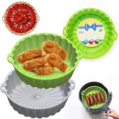 Reusable Air Fryer Silicone Liners Cake Molds 8.5 Inch 2 Pack, Silicone Baking Tray For 5.8QT+ Air Fryer Microwave Toaster Oven, Healthy Durable (Sky Blue+Indigo) -Kitchen Island Sale 51YtyWY5BOL. AC