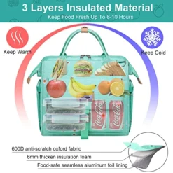 Weiatas Lunch Bag For Women Large, Insulated Leakproof Lunch Box, Reusable Wide-Open Lunch Tote Cooler Bag Lunch Purse With Shoulder Strap For Work, Beach, Picnic (Green) 7 Weiatas Lunch Bag For Women Large, Insulated Leakproof Lunch Box, Reusable Wide-Open Lunch Tote Cooler Bag Lunch Purse With Shoulder Strap For Work, Beach, Picnic (Green) -Kitchen Island Sale 51Z9YovpwuL
