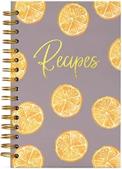 Blank Recipe Book To Write In Your Own Recipes, Recipe Notebook Hardcover Spiral Bound, Recipe Organizer, Cooking Recipe Journal, Cook Book Journals Blank Cookbook Fill In, Kitchen Lemon Decor, Make.