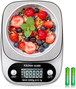 Digital Kitchen Food Scale 3000g/0.1g Multifunction Weight Scale Gram Ounces, Electronic Jewelry Scale High Precision LCD Display/Stainless Steel/Tare/G OZ ML CT KG TL LB FL:OZ/Batteries Included -Kitchen Island Sale 51ZMgAOcOJL. AC