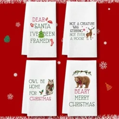 Funny Kitchen Tea Towels Foodie Housewarming Gift- Set Of 4 Dish Waffle Vegetables Towels Gift For Wedding Shower Fun Hostess Kitchen Decor Christmas New Home -Kitchen Island Sale 51ZUAq1xOSL. AC