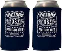Vintage Established 1983 Perfectly Aged Can Coolie Holder 40th Birthday Gift Forty And Fabulous Party Favors Decorations (12, Black) -Kitchen Island Sale 51ZXnxJCL. AC