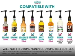 Black Coffee Syrup Pump For 750 Ml Bottles (Pack Of 6) - Fits Upouria, Torani Syrups, Davinci, (Monin 1 Liter Plastic Bottle Only), And Jordan's Skinny Syrups -Kitchen Island Sale 51ZcXgV0r6L