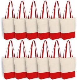 Canvas Tote Bag Heavy Duty 12 Oz Cotton With Bottom Gusset Grocery Beach Shopping Bag 17x14x4 Inches - 6 Pack (Red) -Kitchen Island Sale 51ZjAvxpTmL. AC