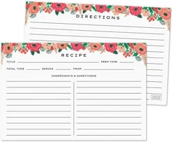 4x6 Recipe Cards. Set Of 50x Floral, Blank Recipe Cards 4x6 Inches Double Sided. Large Recipe Index Card Fits Standard 4x6 Recipe Box. -Kitchen Island Sale 51a1np1xDEL. AC