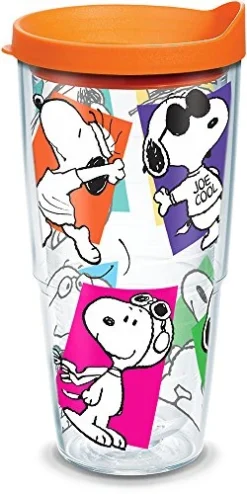 Tervis Peanuts Multi-Snoopy Made In USA Double Walled Insulated Tumbler Cup Keeps Drinks Cold & Hot, 24oz, Clear