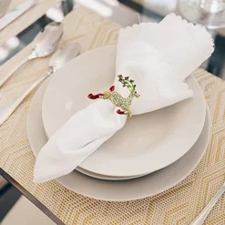 Elk Deer Napkin Ring Set Of 6, VIPITH Christmas Napkin Holder Rings Elegant Reindeer Napkin Ring Holder With Bling Rhinestones Delicate Table Decors For Christmas Wedding Dinner Party Decoration -Kitchen Island Sale 51a30kzaTsL