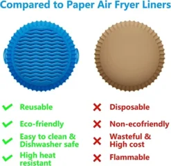 2-Pack 8.5inch Air Fryer Silicone Liner Silicone Air Fryer Basket Heat Resistant, Reusable Air Fryers Silicone Pot Round For 5QT - Air Fryer Oven Accessories (Blue) (8.5inch (5 QT Or Bigger)) -Kitchen Island Sale 51a6fWrlnaL