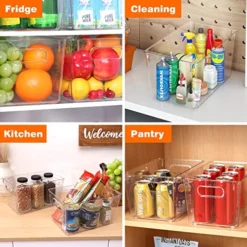 6 Pack Clear Plastic Storage Bins, Kitchen Organization Cabinet Fridge Organizer, Pantry Organization And Storage Bins -Kitchen Island Sale 51aEuREFDNL