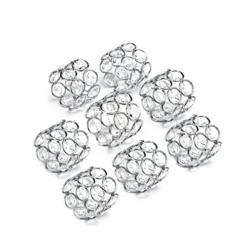 Set Of 8pcs Sparkly Napkin Rings Crystal Table Dinner Napkin Holders For Wedding Centerpieces Party Special Occasions Festival Decoration