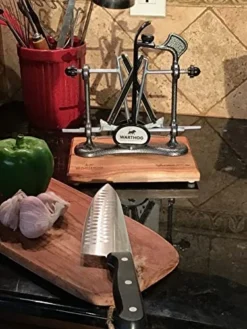 V-Sharp Elite Knife Sharpeners With Deluxe Wooden Base, 325 Grit Diamond Rods With Adjustable Angles, Professional Knife Sharpener System, Metal Frame Construction, Aqua Sky -Kitchen Island Sale 51aQ1JAgj4L