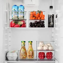 Set Of 6 Clear Fridge Organizers With Handle, The Home Edit And Snack Storage Containers For Kitchen Cabinet, Bathroom, Countertops, Shelves - 3 Large & 3 Medium -Kitchen Island Sale 51aYbzPHNWL