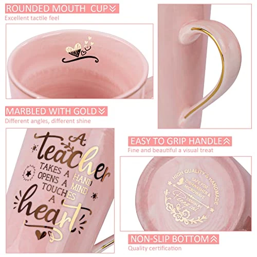 Unique Teacher Appreciation Gifts For Women - Best Teacher Christmas Gifts For Teachers, 14oz Pink Marble Ceramic Coffee Mug Printed With Gold, Retirement Birthday Ideas, End Of The Year, Gift Boxed 2 Unique Teacher Appreciation Gifts For Women - Best Teacher Christmas Gifts For Teachers, 14oz Pink Marble Ceramic Coffee Mug Printed With Gold, Retirement Birthday Ideas, End Of The Year, Gift Boxed - Image 2