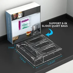 Bag Storage Organizer, Acrylic Baggie Organizer Plastic Bag Dispenser Holder For Gallon Quart Sandwich And Snack, Compatible With Cling Wrap, Wax, Foil, Gallon, Quart, Sandwich, Snack - Clear -Kitchen Island Sale 51auNfe2IyL
