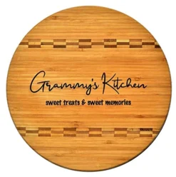 Y Gift - Bamboo Butcher Block Inlay Engraved Cutting Board - Grammy’s Kitchen Sweet Treats & Sweet Memories - Design Decor Birthday Mothers Day Christmas Best Grandma Ever GK Grand (11.75 Round)