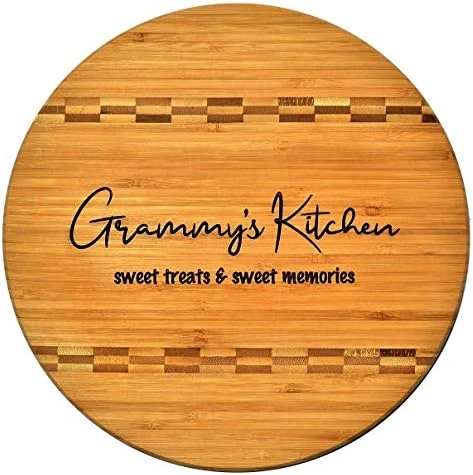 Y Gift - Bamboo Butcher Block Inlay Engraved Cutting Board - Grammy’s Kitchen Sweet Treats & Sweet Memories - Design Decor Birthday Mothers Day Christmas Best Grandma Ever GK Grand (11.75 Round) 3 Y Gift - Bamboo Butcher Block Inlay Engraved Cutting Board - Grammy’s Kitchen Sweet Treats & Sweet Memories - Design Decor Birthday Mothers Day Christmas Best Grandma Ever GK Grand (11.75 Round) - Image 3