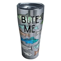 Tervis Bite Me Bait Stainless Steel Tumbler With Clear And Black Hammer Lid 30oz, Silver