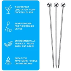 15PCS Cocktail Picks For Drinks, Stainless Steel Cocktail Toothpicks, Reusable Cocktail Skewers, Garnish Picks Bloody Mary Skewers, Metal Martini Picks For Olives Appetizers Fruit (4.3 Inch) -Kitchen Island Sale 51b1TwWFfGL