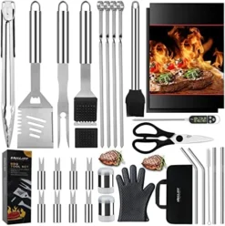 31PC Heavy Duty BBQ Grilling Accessories Grill Tools Set - Stainless Steel Grilling Kit With Storage Bag For Camping, Tailgating - Perfect Barbecue Utensil Gift For Men Women -Kitchen Island Sale 51bFVs44CQL. AC