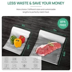Vacuum Sealer Bags 2 Pack 11''x60' Rolls For Food, Seal A Meal, Commercial Grade, BPA Free, Commercial Grade, Great For Storage, Meal Prep And Sous Vide