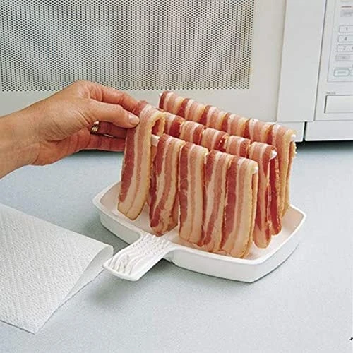 CHICIRIS Microwave Bacon Cooker, Bacon Tray Bacon Wizard Heat Resistant Bacon Maker For Microwave Oven Cooking Crispy In Minutes, Reduces Fat And Catch Grease, 9.1 X 8.7in 2 CHICIRIS Microwave Bacon Cooker, Bacon Tray Bacon Wizard Heat Resistant Bacon Maker For Microwave Oven Cooking Crispy In Minutes, Reduces Fat And Catch Grease, 9.1 X 8.7in - Image 2