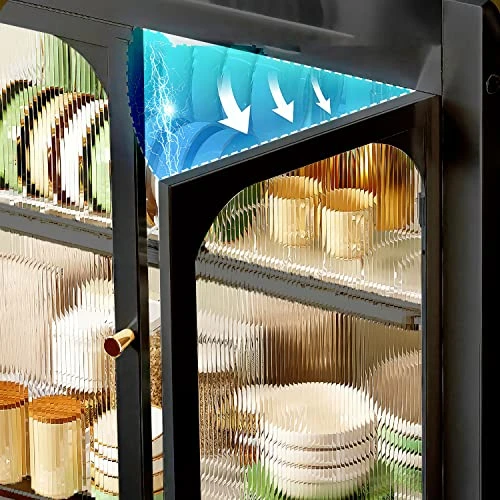 Kitchen Countertop Dish Cabinet Storage Cabinet, Acrylic Transparent Door Panel Double Door Magnetic Suction Design, Dustproof And Grease Proof With Draining Tray 3 Kitchen Countertop Dish Cabinet Storage Cabinet, Acrylic Transparent Door Panel Double Door Magnetic Suction Design, Dustproof And Grease Proof With Draining Tray - Image 3