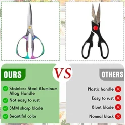 2 Pcs Colorful Heavy Duty Kitchen Scissors Titanium Scissors 7.68 Inches Stainless Steel Multifunctional Kitchen Shears With Zinc Alloy Handle Kitchen Tools For Poultry Meat Vegetable Chicken -Kitchen Island Sale 51bl5cVze4L