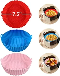 3-Pack Air Fryer Silicone Pot, 7.5 Inch AirFryer Basket, Reusable Air Fryer Liner, Food Grade Accessories, Replacement Of Parchment Liners, No Need To Clean The Fryer(For 3 To 5QT) -Kitchen Island Sale 51blaG7LmaL. AC