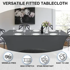 Fitted Tablecloth Grey Table Clothes For 5 Foot Rectangle Tables - Elastic Spandex Massage Bed Table Cover, Stretch Wrinkle Free Table Covers For Party, Wedding, Birthday, Banquet, Vendor 17 Fitted Tablecloth Grey Table Clothes For 5 Foot Rectangle Tables - Elastic Spandex Massage Bed Table Cover, Stretch Wrinkle Free Table Covers For Party, Wedding, Birthday, Banquet, Vendor -Kitchen Island Sale 51bmf5OGK9L