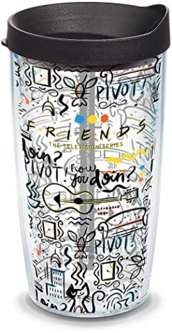 Tervis Made In USA Double Walled Friends - Pattern Insulated Tumbler Cup Keeps Drinks Cold & Hot, 16oz, Classic