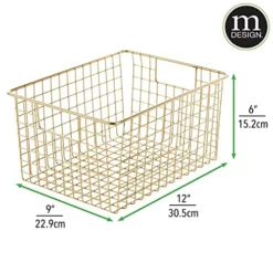 MDesign Metal Wire Food Storage Basket Organizer With Handles For Organizing Kitchen Cabinets, Pantry Shelf, Bathroom, Laundry Room, Closets, Garage - Concerto Collection - Soft Brass -Kitchen Island Sale 51cBO9Q6aJL