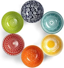 Cereal Bowls - Set Of 6 Dinnerware For Ice Cream, Fruit, Ramen, Cereal, Soup, Colorful Stoneware Dishes For Kitchen, Microwave And Oven Safe, 6.25 Inch Diameter -Kitchen Island Sale 51cIfxl6cL. AC