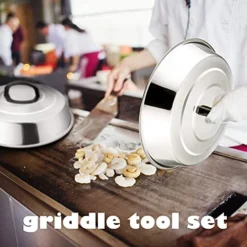 Cheese Melting Dome Set Of 2, Leonyo 12" Metal Steam Basting Cover For Griddle Grill, Stainless Steel Griddle Accessories For BBQ Flat Top Kitchen Cooking Hamburger, Dishwasher Safe, Heat Proof Handle -Kitchen Island Sale 51cIsIKJK1S