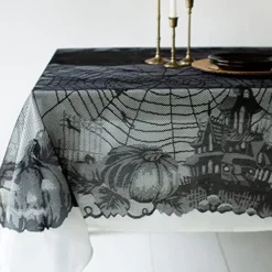 Spooky Spirits Web Lace Fabric Halloween Tablecloth, Halloween Table Cloth (Black, 70" Round) -Kitchen Island Sale 51cNztBa2L. AC