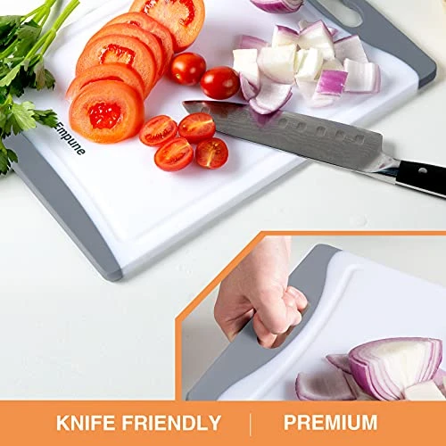 Xtra Large Cutting Boards, Plastic Cutting Boards For Kitchen (Set Of 4) Cutting Board Set Dishwasher Chopping Board With Juice Grooves Easy-Grip Handles, Grey, Empune 5 Xtra Large Cutting Boards, Plastic Cutting Boards For Kitchen (Set Of 4) Cutting Board Set Dishwasher Chopping Board With Juice Grooves Easy-Grip Handles, Grey, Empune - Image 5