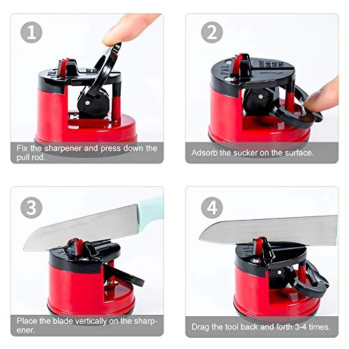 Knife Sharpeners, Mini Knife Sharpeners With Suction Base, Pocket Knife Sharpeners Suitable For Most Blade Types, Knife Sharpeners For Kitchen Knives, Red 5 Knife Sharpeners, Mini Knife Sharpeners With Suction Base, Pocket Knife Sharpeners Suitable For Most Blade Types, Knife Sharpeners For Kitchen Knives, Red - Image 5
