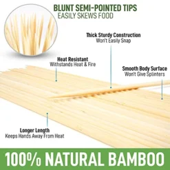 Authentic Bamboo Marshmallow Smores Sticks - 40 Extra Long 30" Roasting Sticks - 5mm Heavy-Duty Bamboo Skewers - Thick Smore Sticks - Ideal For Grilling - Marshmallow Sticks Camping