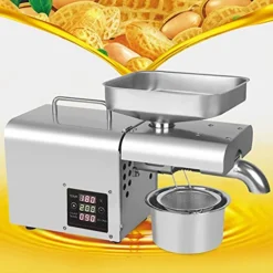 Automatic Oil Press Machine Commercial Oil Extraction Hot Cold Oil Presser With Intelligent Temperature Control, Including Stainless Steel Oil Cup, Insulation Glove, Filter For Commercial Home Use, 610W