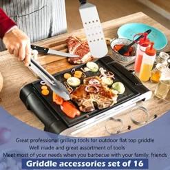 Griddle Accessories Kit Of 16, HaSteeL Stainless Steel Teppanyaki Tools For Flat Top Grill Hibachi Camping BBQ, Heavy Duty Metal Spatulas, Chopper, Steak Knives, Bottles, Carrying Bag, Easy To Clean 7 Griddle Accessories Kit Of 16, HaSteeL Stainless Steel Teppanyaki Tools For Flat Top Grill Hibachi Camping BBQ, Heavy Duty Metal Spatulas, Chopper, Steak Knives, Bottles, Carrying Bag, Easy To Clean -Kitchen Island Sale 51cve7JVKpL