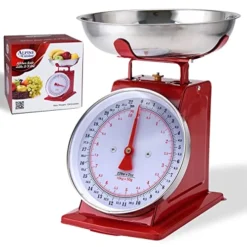 Alog Kitchen Scale Red - Mechanical Kitchen Weighing Food Scale Weighs Up To 22 Lbs, Analog Food Scale For Kitchen - Measures In Grams And Ounces - Food Weight Scale