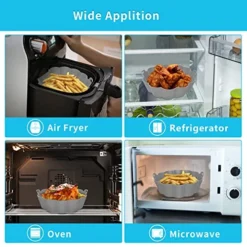 2 Pack Air Fryer Silicone Liners, Silicone Air Fryer Liners, Replacement Of Flammable Parchment Paper, Air Fryer Liners Silicone For 3QT - 5QT (Blue-Grey) -Kitchen Island Sale 51d2YUbu8zL