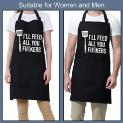 Miracu Funny Aprons For Men, Women - I'll Feed All You - Dad Gifts, Gifts For Men - Fathers Day, Mothers Day, Birthday Gifts For Dad, Mom, Wife, Husband, Boyfriend - Cooking Grilling BBQ Chef Apron -Kitchen Island Sale 51d3Ej9cg1L