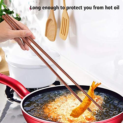 16.5 Inches Wooden Cooking Chopsticks Reusable For Noodles Frying Hotpot Extra Long Kitchen Chop Sticks Brown 2 Pairs 3 16.5 Inches Wooden Cooking Chopsticks Reusable For Noodles Frying Hotpot Extra Long Kitchen Chop Sticks Brown 2 Pairs - Image 3